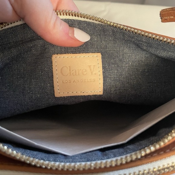 CLARE  V. Double Sac Bretelle Tan Neptune Brown Shoulder Bag Clutch Purse NEW - Picture 11 of 16